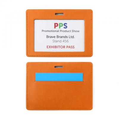 Image of PU  Landscape ID Card Holder for a Lanyard or Clip