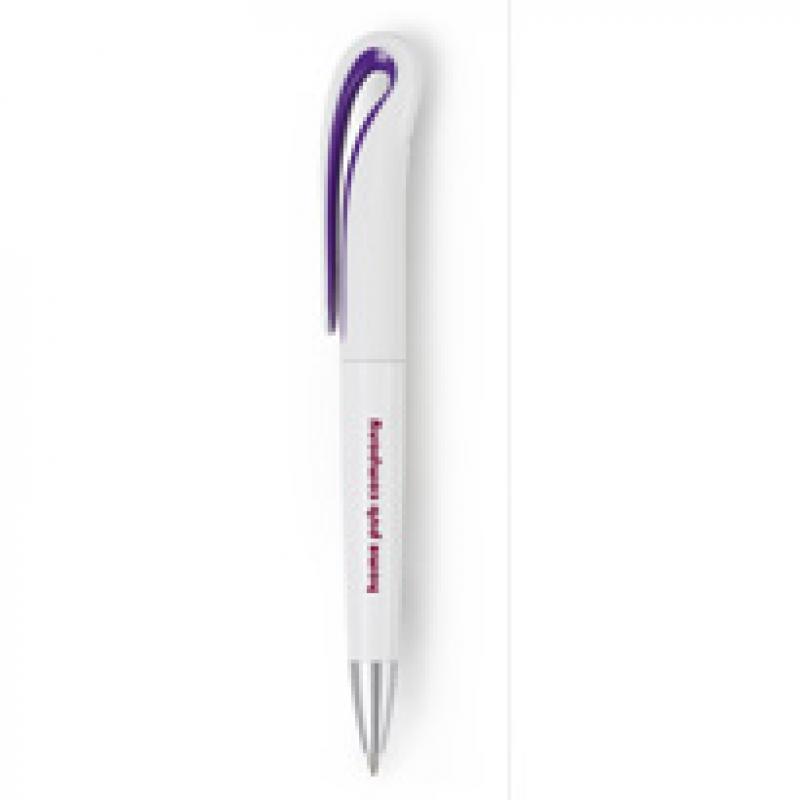 Image of White ball pen with swan neck.