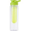 Image of Tritan water bottle (700 ml) with fruit infuser. The screw cap has a drink opening
